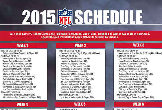 2015 NFL TV schedule